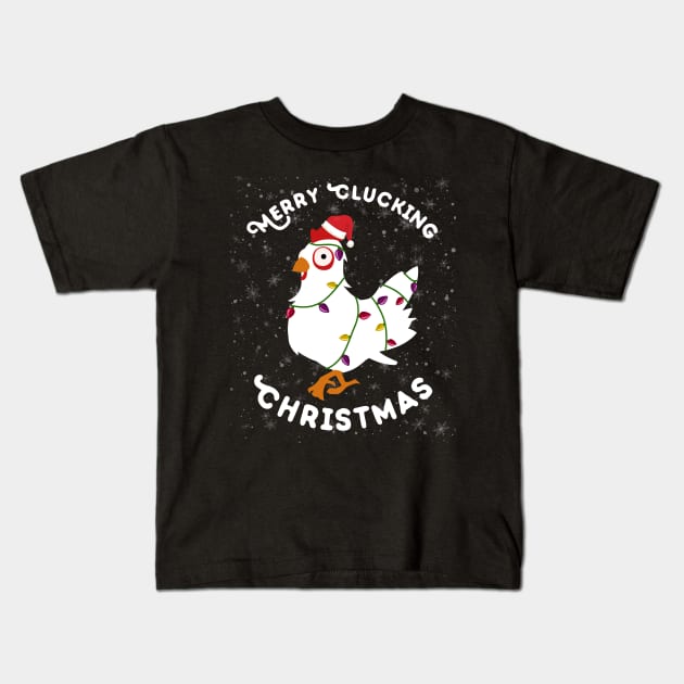 Merry Clucking Christmas Kids T-Shirt by MasliankaStepan